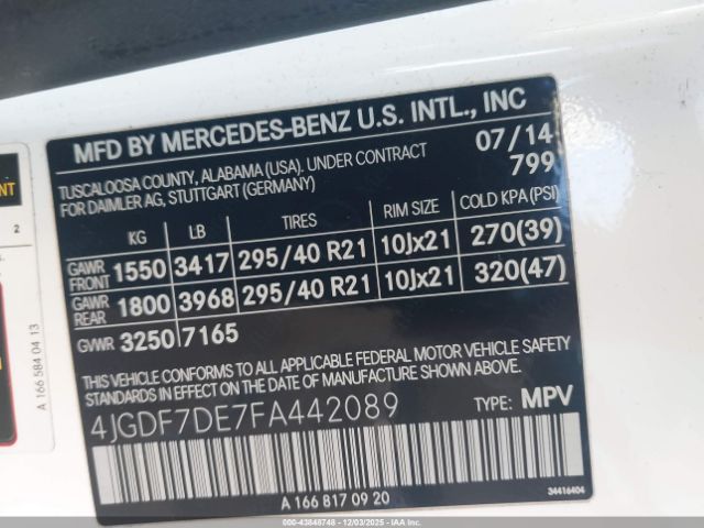 2015 MERCEDES-BENZ GL 550 4JGDF7DE7FA442089 Photo 8