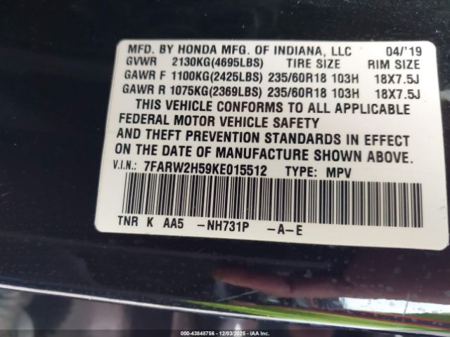 2019 HONDA CR-V 7FARW2H59KE015512 Photo 8