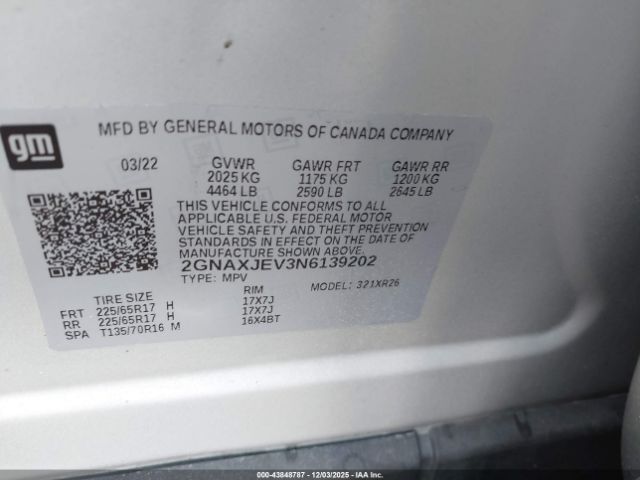 2022 CHEVROLET EQUINOX 2GNAXJEV3N6139202 Photo 8