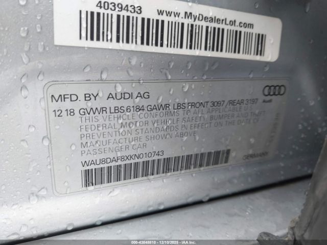 2019 AUDI A8 L WAU8DAF8XKN010743 Photo 8