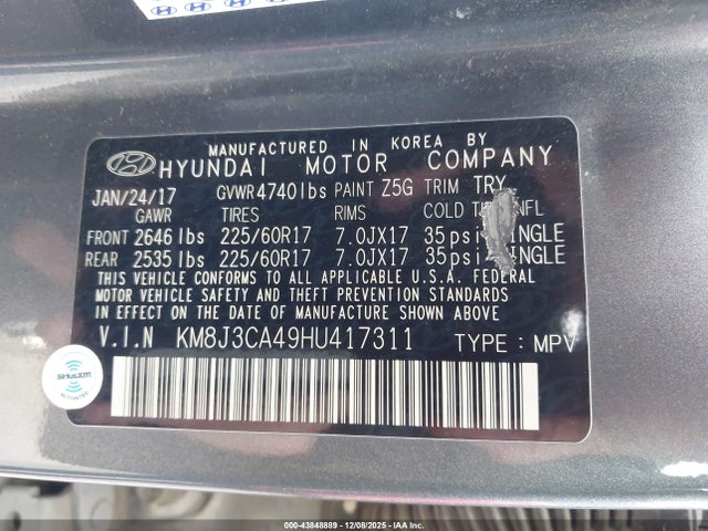 Hyundai Tucson Se Plus 2017 KM8J3CA49HU417311 Image 9