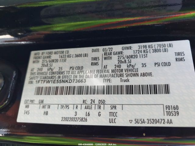 2022 FORD F-150 1FTFW1E55NKD73663 Photo 8