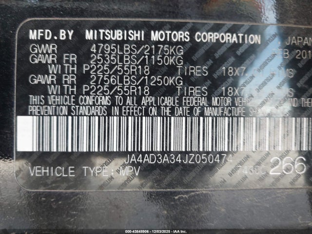 2018 MITSUBISHI OUTLANDER JA4AD3A34JZ050474 Photo 8