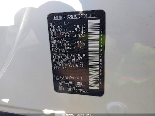 2022 NISSAN ARMADA JN8AY2DA7N9390176 Photo 8