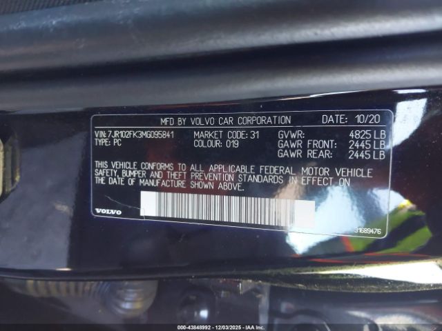 2021 VOLVO S60 7JR102FK3MG095841 Photo 8