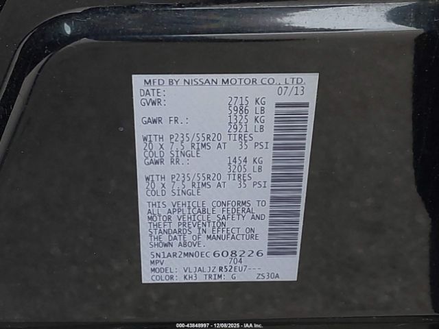 2014 NISSAN PATHFINDER 5N1AR2MN0EC608226 Photo 8