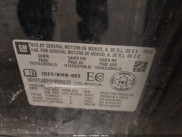 2015 CADILLAC SRX 3GYFNEE31FS555529 Photo 8