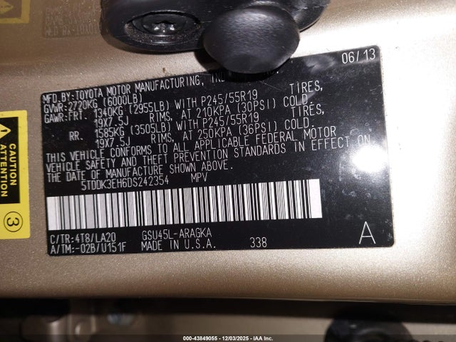 2013 TOYOTA HIGHLANDER 5TDDK3EH6DS242354 Photo 8