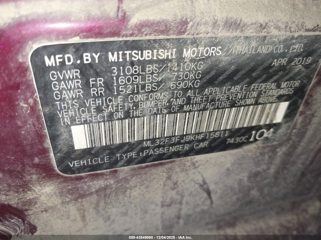 2019 MITSUBISHI MIRAGE G4 ML32F3FJ9KHF15811 Photo 8