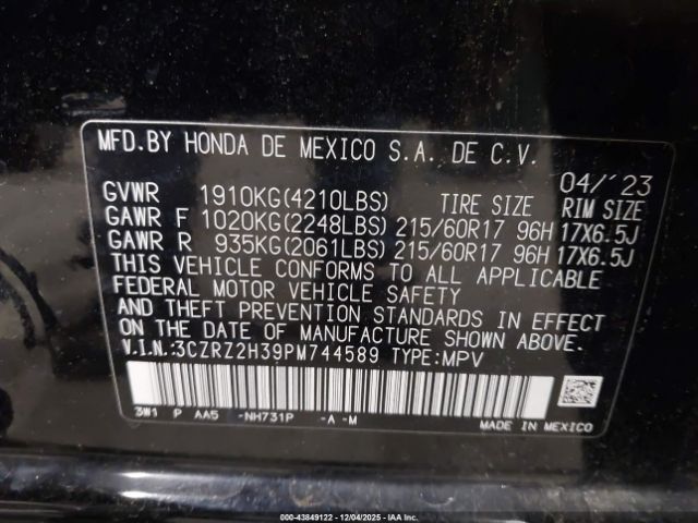 2023 HONDA HR-V 3CZRZ2H39PM744589 Photo 8