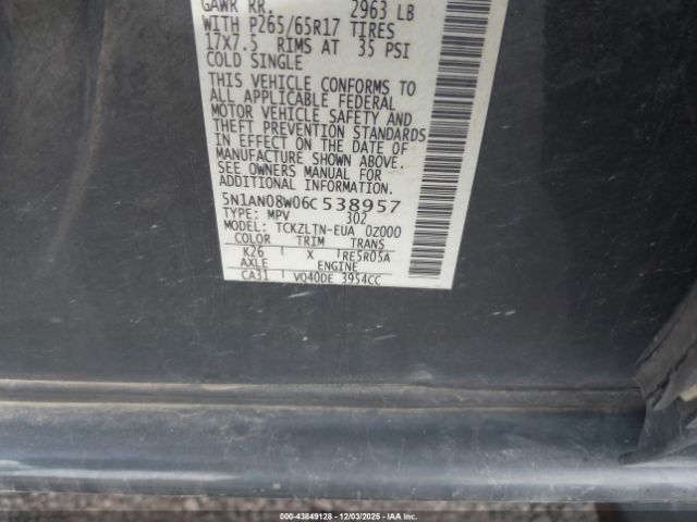 2006 NISSAN XTERRA 5N1AN08W06C538957 Photo 8