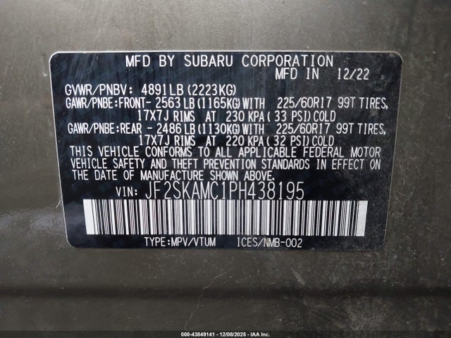 JF2SKAMC1PH438195 Subaru Forester Wilderness