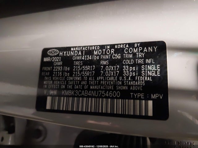 2022 HYUNDAI KONA KM8K3CAB4NU754600 Photo 8