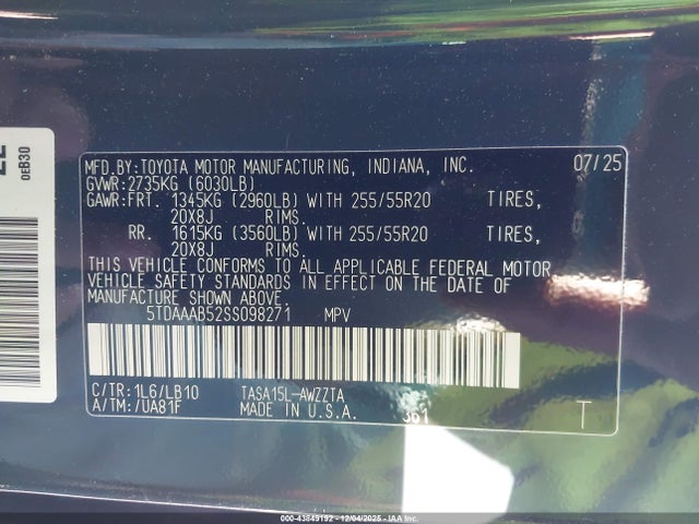 Toyota Grand Highlander Platinum 2025 5TDAAAB52SS098271 Image 9