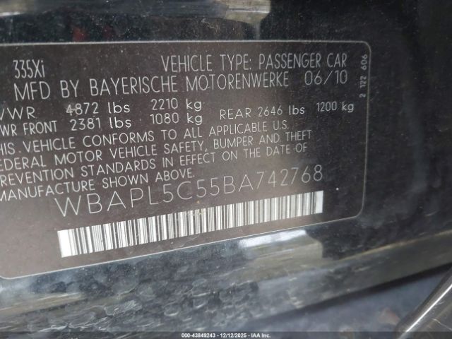 2011 BMW 335I WBAPL5C55BA742768 Photo 8