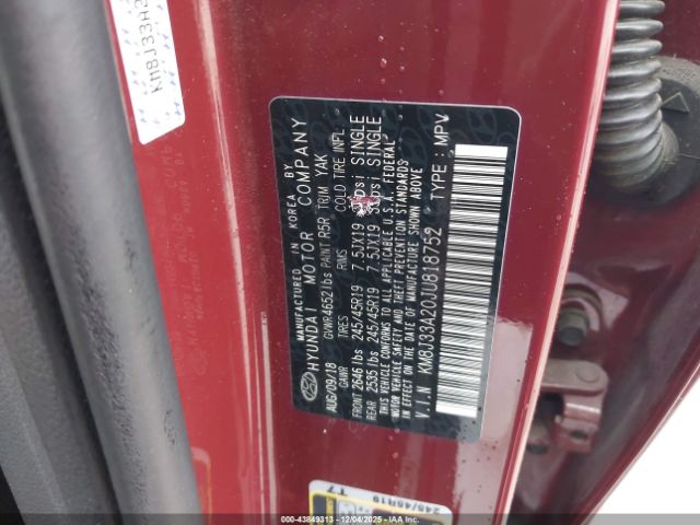 2018 HYUNDAI TUCSON KM8J33A20JU818752 Photo 8