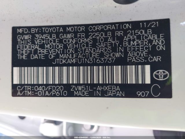 2022 TOYOTA PRIUS JTDKAMFU1N3163737 Photo 8
