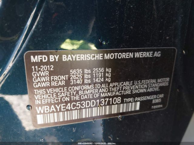 2013 BMW 740LI WBAYE4C53DD137108 Photo 8