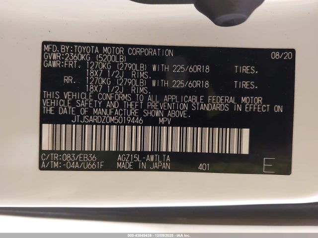 Aukcja sprzedaży 2021 Lexus Nx 300 F Sport, vin: JTJSARDZ0M5019446, numer aukcji: 43849439
