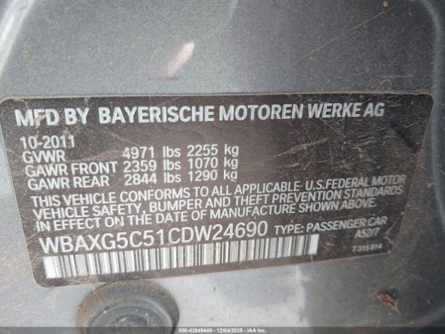 2012 BMW 528I WBAXG5C51CDW24690 Photo 8