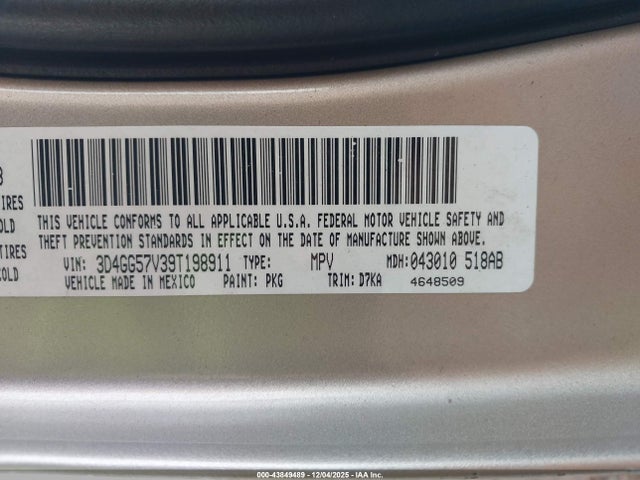 Продажа на аукционе авто 2009 Dodge Journey Sxt, vin: 3D4GG57V39T198911, номер лота: 43849489