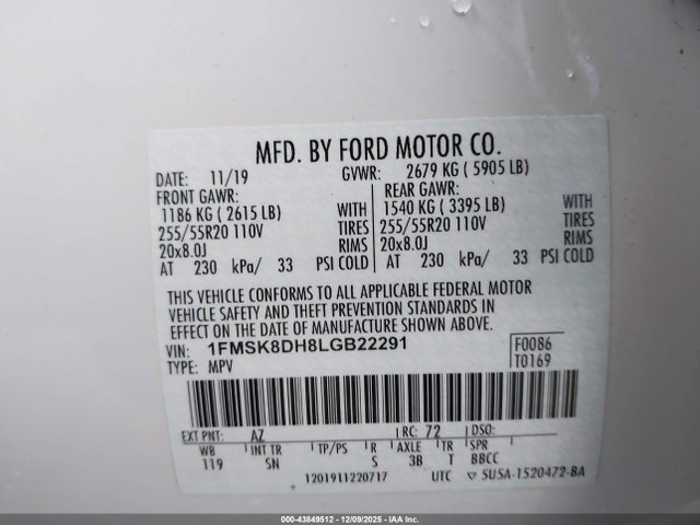 1FMSK8DH8LGB22291 Ford EXPLORER XLT