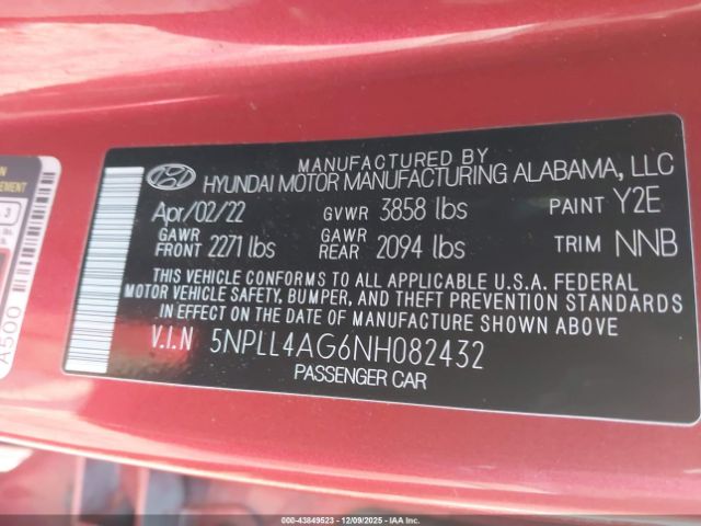 2022 HYUNDAI ELANTRA 5NPLL4AG6NH082432 Photo 8
