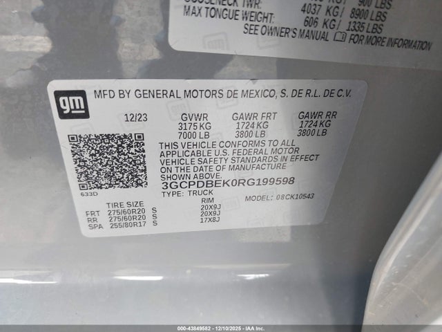 3GCPDBEK0RG199598 Chevrolet Silverado 1500 4wd Short Bed Custom