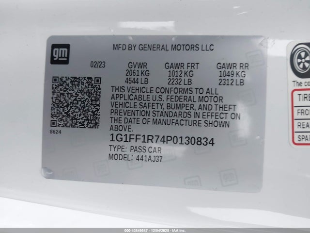 1G1FF1R74P0130834 Chevrolet Camaro Rwd 1ss