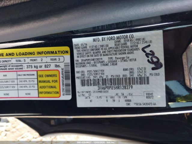 2017 FORD FUSION ENERGI 3FA6P0PU5HR128279 Photo 8