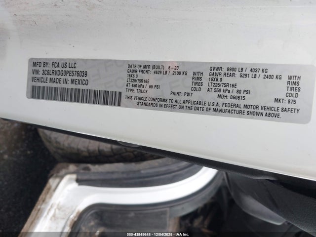 2023 RAM PROMASTER 2500 3C6LRVDG0PE576039 Photo 8