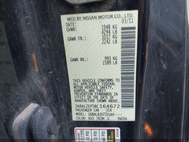 2011 NISSAN ALTIMA 1N4AL2EP5BC164672 Photo 8