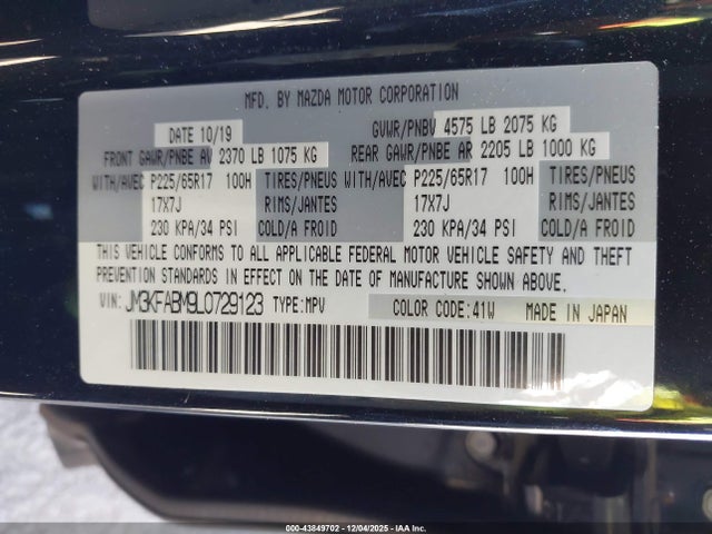 JM3KFABM9L0729123 Mazda CX-5 SPORT
