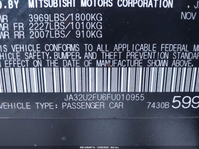2015 MITSUBISHI LANCER JA32U2FU6FU010955 Photo 8