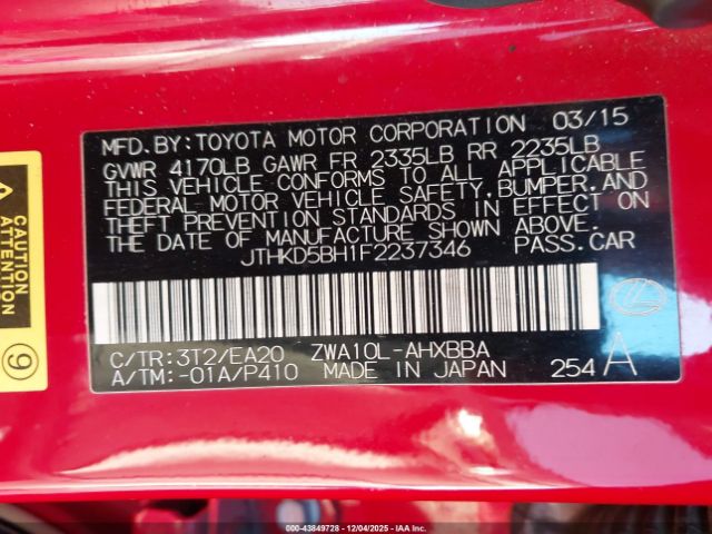 2015 LEXUS CT 200H JTHKD5BH1F2237346 Photo 8