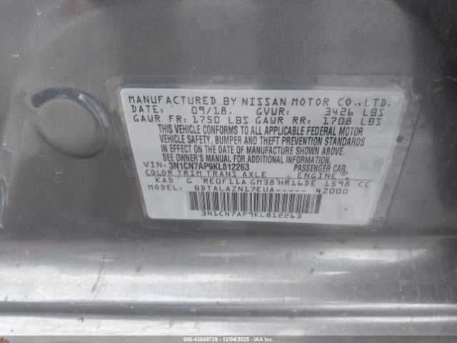 2019 NISSAN VERSA 3N1CN7AP9KL812263 Photo 8