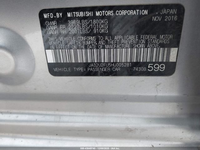 2017 MITSUBISHI LANCER JA32U2FU5HU005281 Photo 8