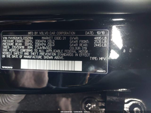 2020 VOLVO XC40 YV4162UK5L2252164 Photo 8