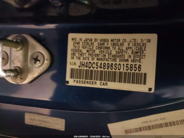 2006 ACURA RSX JH4DC54896S015856 Photo 8