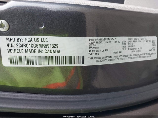 Продажа на аукционе авто 2021 Chrysler Voyager Lx, vin: 2C4RC1CG6MR591329, номер лота: 43849844
