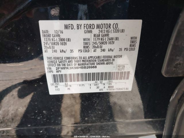 2017 FORD EDGE 2FMPK3K98HBB26988 Photo 8