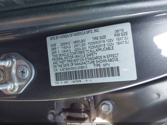 Продажа на аукционе авто 2017 Acura Rdx Acurawatch Plus Package, vin: 5J8TB3H33HL009813, номер лота: 43849950
