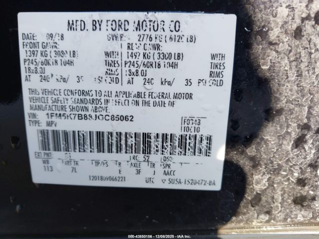 2018 FORD EXPLORER 1FM5K7B88JGC85062 Photo 8