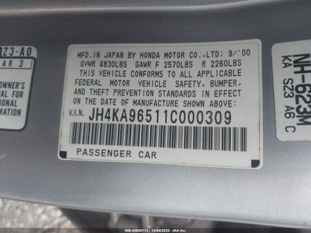 2001 ACURA RL JH4KA96511C000309 Photo 8