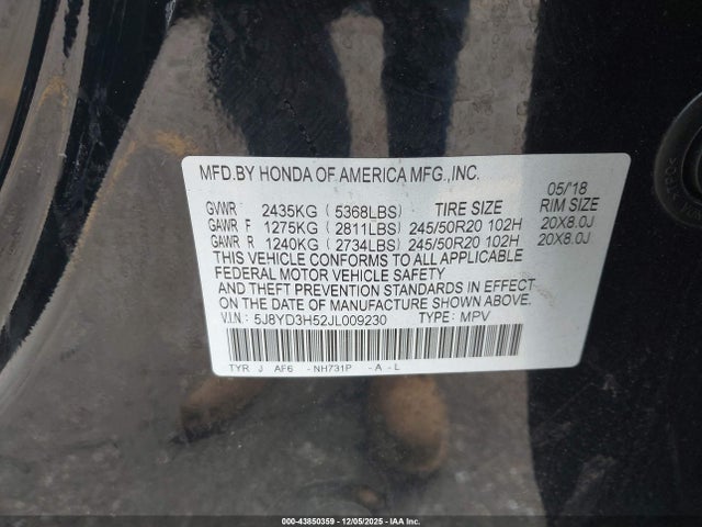 Продаж на аукціоні авто 2018 Acura Mdx Technology Package   Acurawatch Plus Pkg, vin: 5J8YD3H52JL009230, номер лоту: 43850359