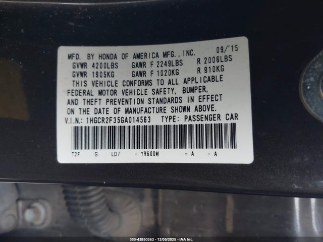 1HGCR2F35GA014563 Honda ACCORD LX