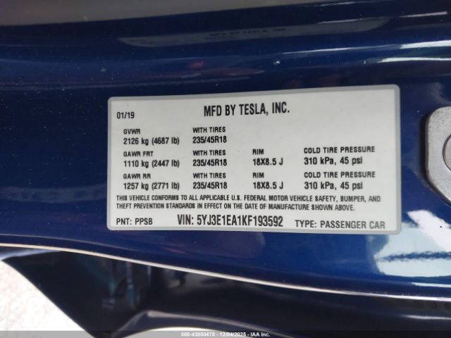 2019 TESLA MODEL 3 5YJ3E1EA1KF193592 Photo 8