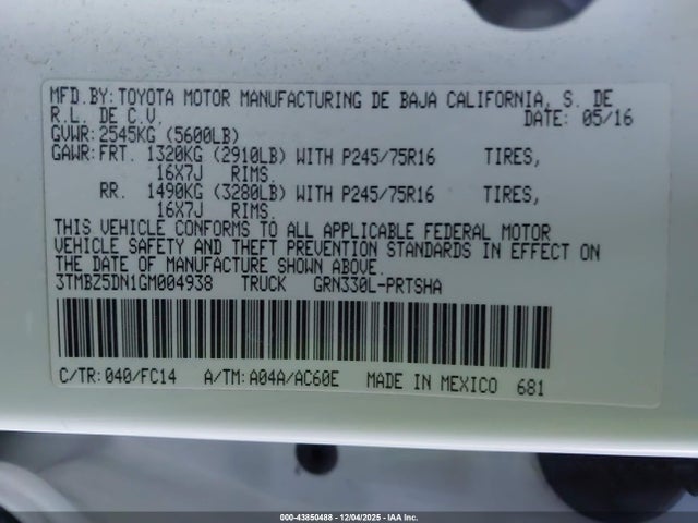 Toyota 2gr-fks 2016 3TMBZ5DN1GM004938 Image 9