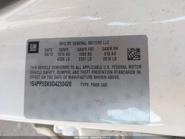 Продажа на аукционе авто 2013 Buick Verano, vin: 1G4PP5SK8D4230420, номер лота: 43850530
