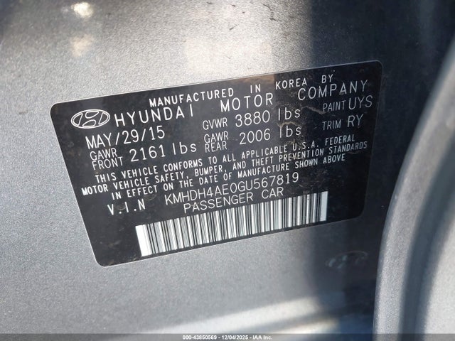 Hyundai Elantra Limited 2016 KMHDH4AE0GU567819 Image 9